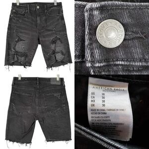 American Eagle Distressed Jean Shorts Men's Size 30 Cutoffs 9” Black